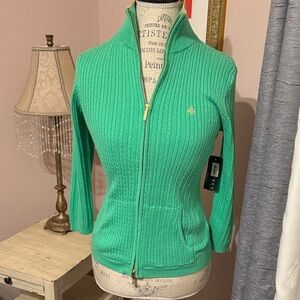 Ralph Lauren Mint Green Ribbed Cardigan XS
